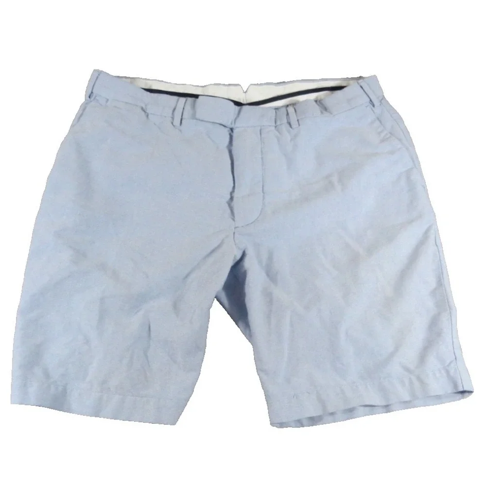 Polo Ralph Lauren‎ Shorts 38 Blue Oxford Cotton Chino Classic Fit Flat Front Men